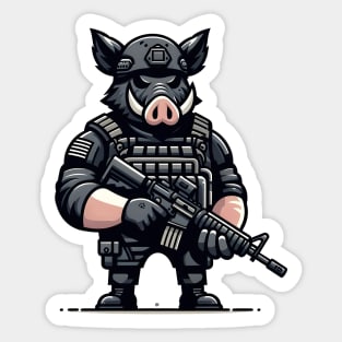 Tactical Wild Boar Adventure Tee: Unleash the Beast Within Sticker